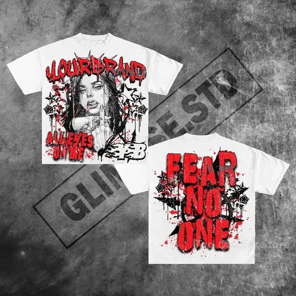 2024 Casual Streetwear Y2k Tops Letter Graphic T Shirts Oversized T Shirt Goth Men Clothing Harajuku High Street Gothic New