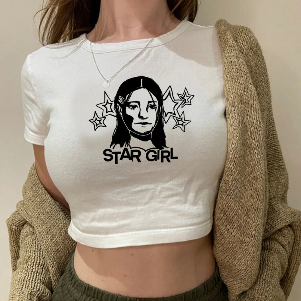 Star Girl Y2k gothic yk2 crop top girl yk2 kawai cute hippie clothes crop top
