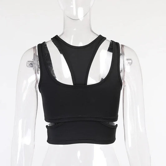 Sexy Tank Top Wrap Chest Hollow Out Halter Crop Tops Women Sleeveless Cropped Vest Camisole Tube Top Female