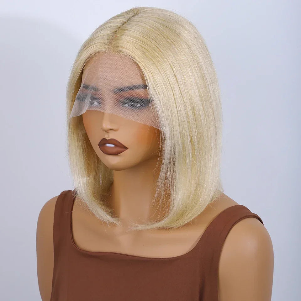 Brazilian Cosplay Purple Hair 13x5x1 T Part Transparent Lace Front Human Hair Wigs 180D Short Straight Lace Bob Wigs Human Wigs