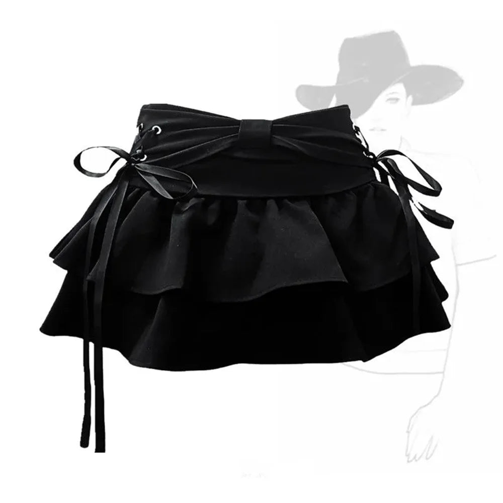 New Fashion Women Hot Girl Sweet Kawaii Bow Vintage Y2k Clothes American Streetwear Sexy Summer A-line Gothic Mini Skirts