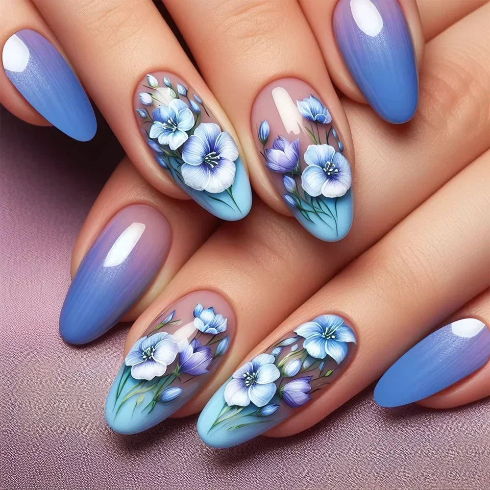 24pcs French Almond Press on Nails Leopard Print False Nails 3D Bow Wearable Stick-on Nails Fake Nail Uñas Накладные Ногти 네일팁