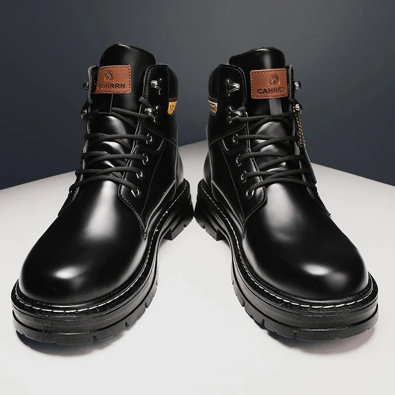 Lace-UP Leather Shoe's for Men Work Safety Mid-top