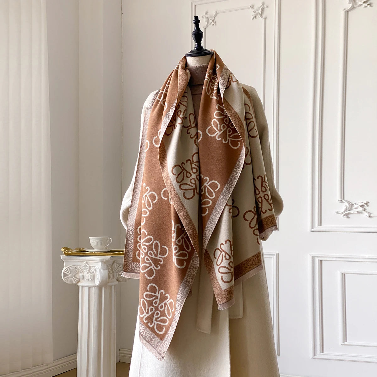 2025 New Women's Scarf Warm Scarf Shawl Simple Imitation Cashmere Scarf Thick Shawl Jacquard Fashion Autumn and Winter