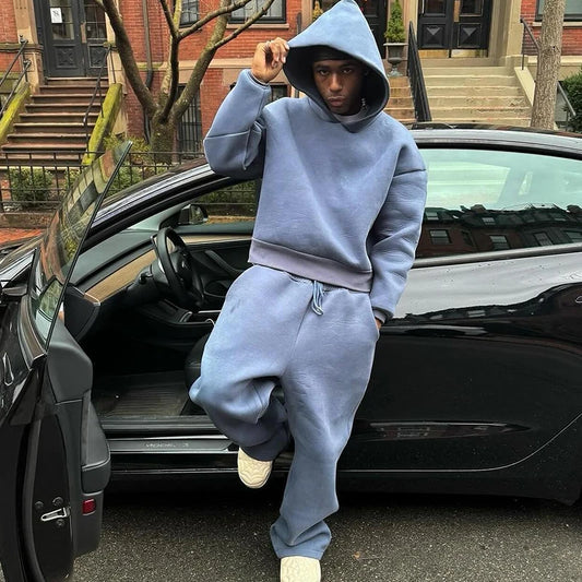 sweatsuit Casual Solid Couple's Hooded Sweatshirt Loose Sweatpants Jogging Sweatshirt Trousers Outfits Suits 