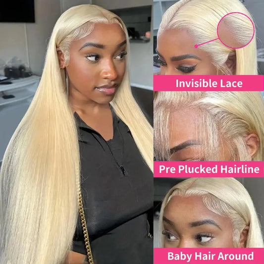 30Inch 13x6 Lace Front Human Hair 200 Density 613 Blonde Straight Lace Front Wig Human Hair Pre Plucked Blonde Wigs For Women