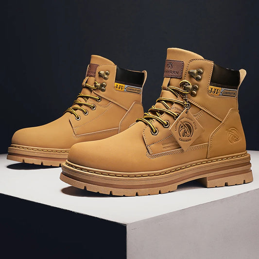 Lace-UP Leather Shoe's for Men Work Safety Mid-top