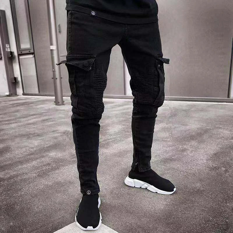 Men s Stylish Cargo denim with Fit Design and Multiple Pockets for Spring and Summer Streetwear Fashion