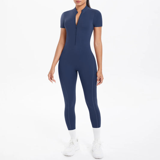 Sexy Backless Bodycon Scrunch Jumpsuit Raises Butt Women Dance Fitness Overalls Push Up With Chest Cushion Yoga Sport Jump Suit