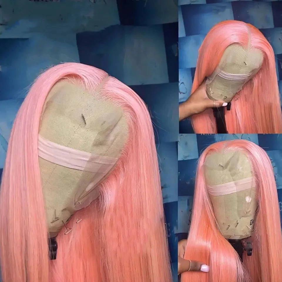 Light Pink 13x4 HD Lace Front Human Hair Wigs For Women Pre Plucked Brazilian Straight 13x6 HD Frontal Wigs 100% Human Hair Wig