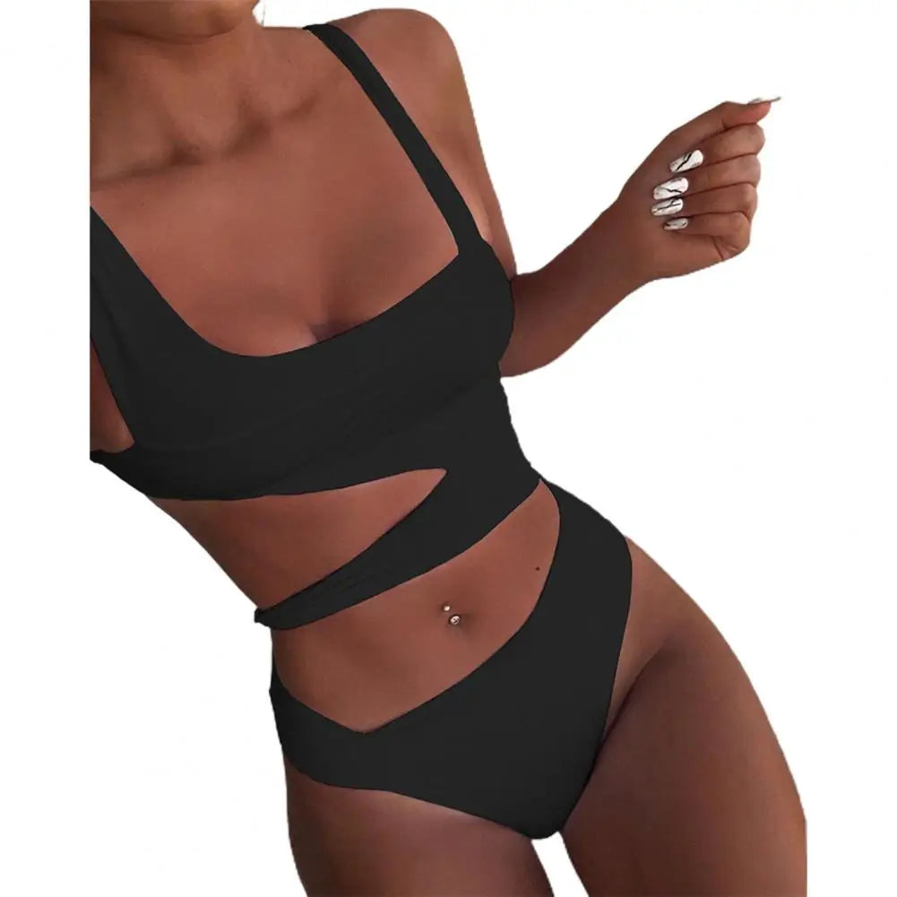Women Swimsuit Sexy Stain Resistant Shoulder Strap Bikini Set Slim Fit Push Up Summer Beachwear For Holiday
