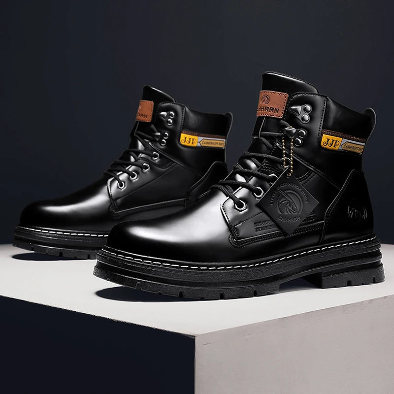 Lace-UP Leather Shoe's for Men Work Safety Mid-top