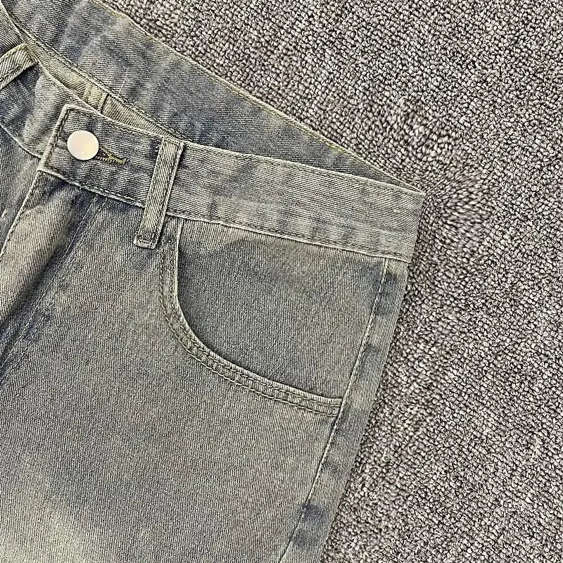 Ripped Denim Shorts Men's American Fashion Brand Loose Straight Mid-pants Casual Versatile Five-point Pants Jort Clothing Jorts