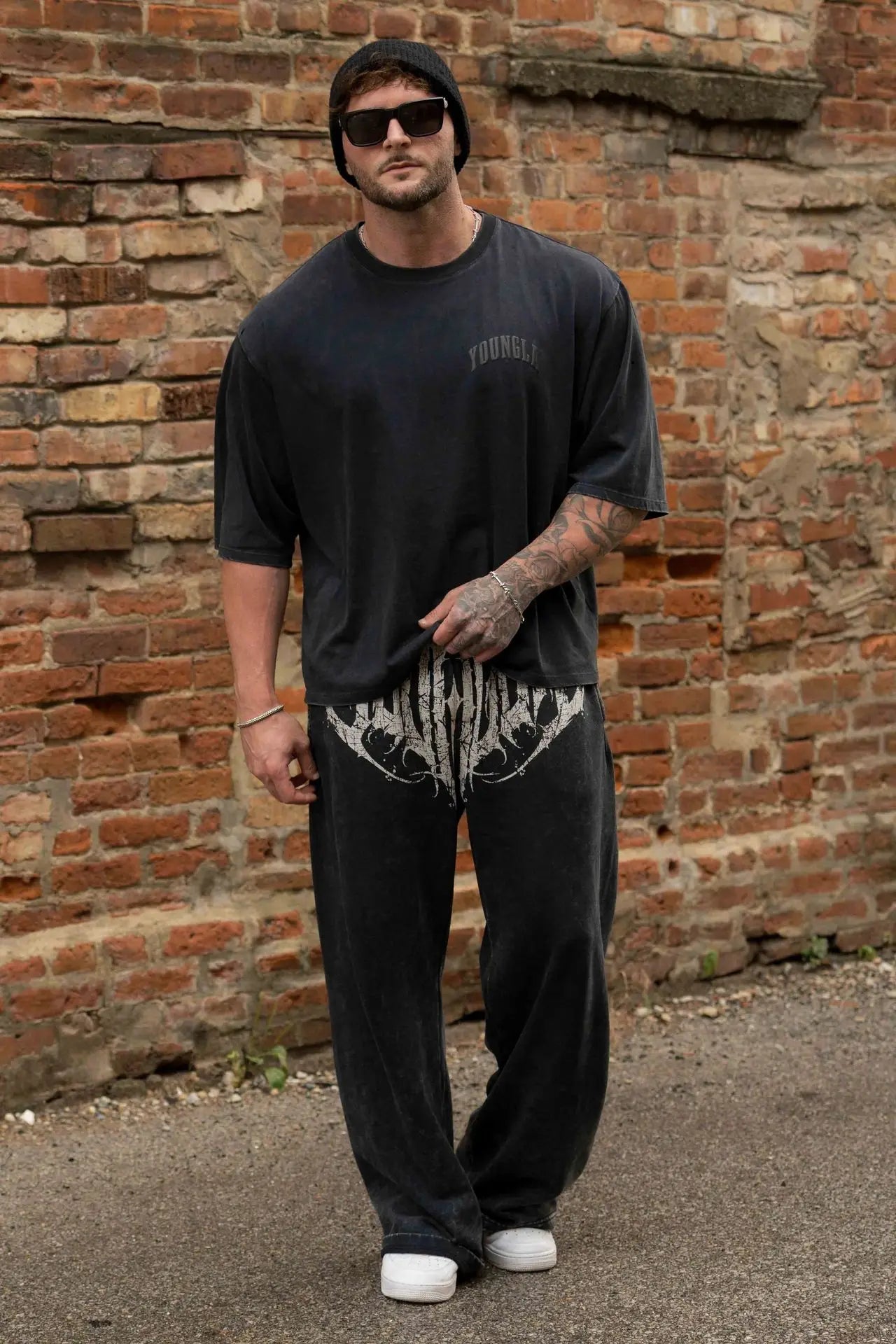 American Style Men's Sports Pants Joggers Muscle Fitness Casual Long Pants Loose Straight Pants Street Fashion Trendy Men's Pant