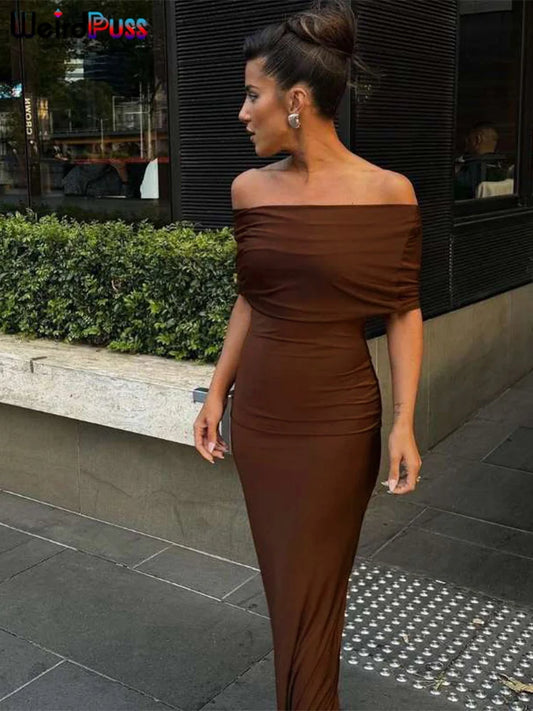 weird puss slash neck elegant solid dress women summer hollow skinny stretch maxi bodycon birthday party streetwear Vestidos