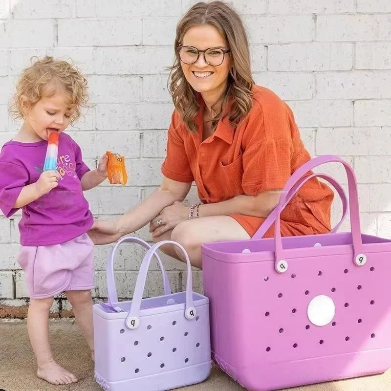 Beach Bag Waterproof Tote Handbag EVA Beach Basket Child High Capacity Multi-Purpose Handbag Fashion Kid Beach Storage Bag