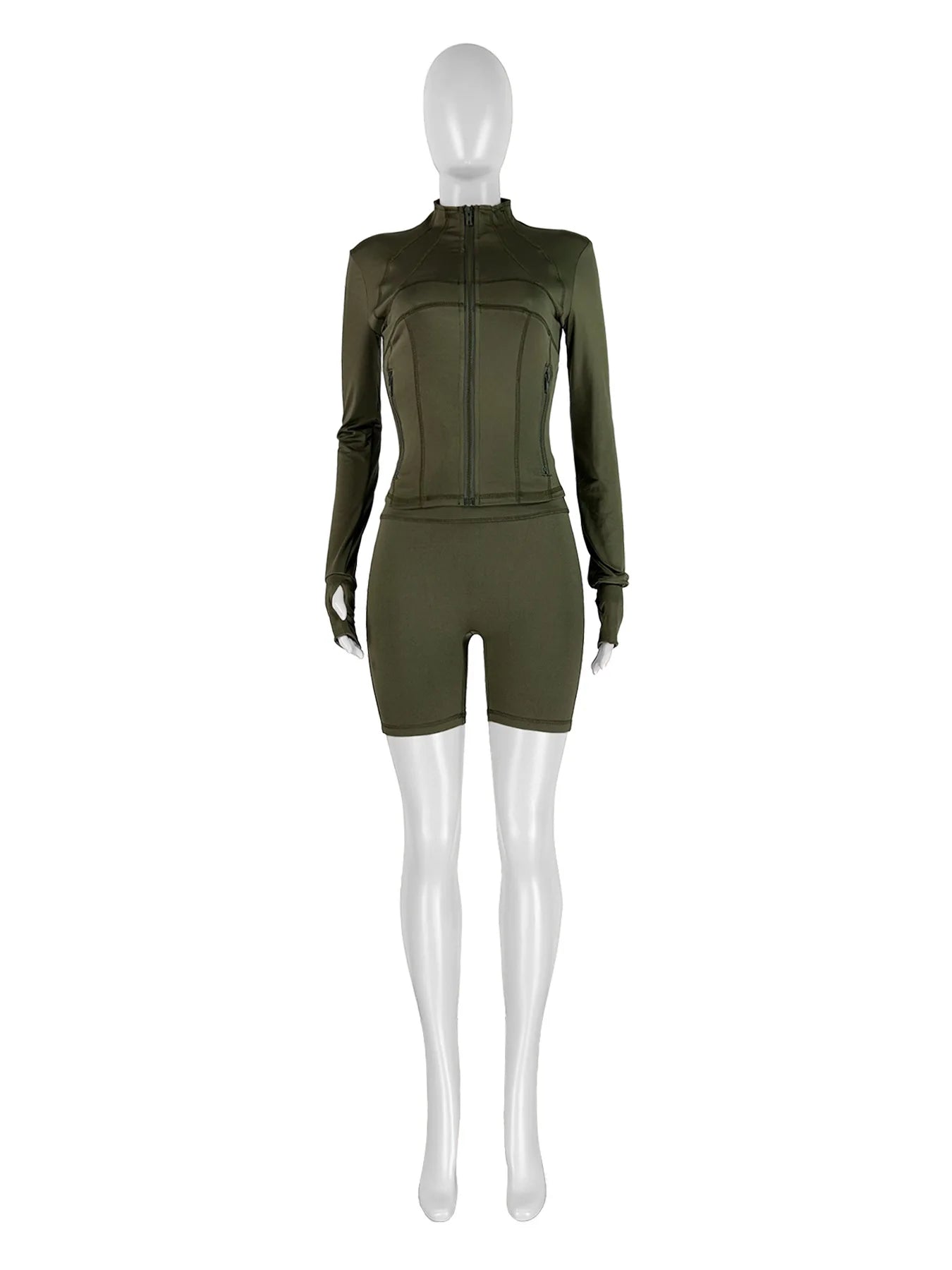 Weird Puss Casual Sporty 2 Piece Set Women Classic Tracksuit Cardigan Full Sleeve Jacket+Stretch Waist Skinny Shorts Trend Suits