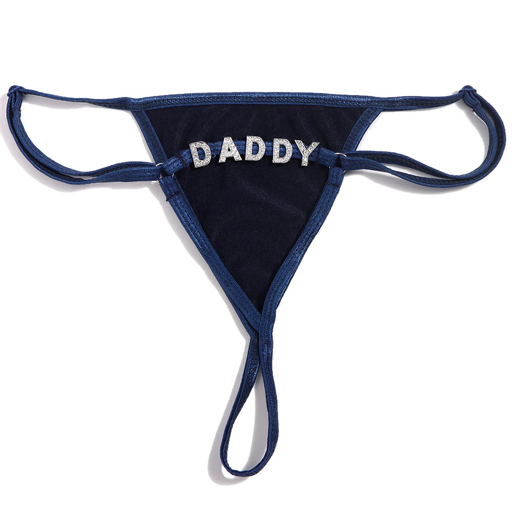 Sexy Solid Color Thong Customized Crystal letter Panties for Women Personality DIY Name Underwear Intimates Girls Gift