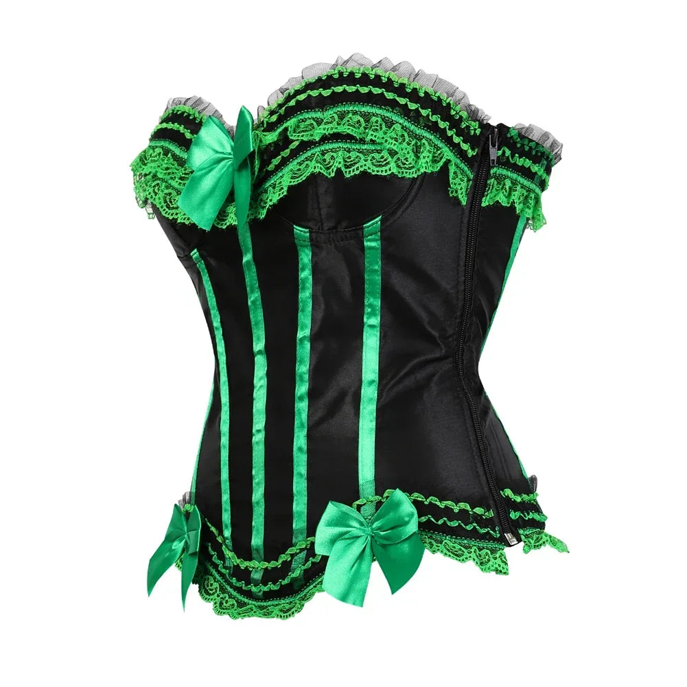 Col dker Corset Steampunk Woman Sexy Plus Size Striped Bustiers Waist Trainer Zip Korsett with Lacing Dance Party Costumes