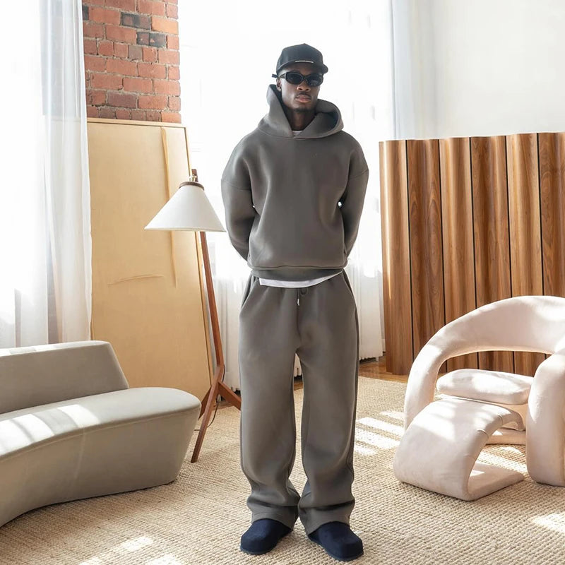 sweatsuit Casual Solid Couple's Hooded Sweatshirt Loose Sweatpants Jogging Sweatshirt Trousers Outfits Suits ﻿