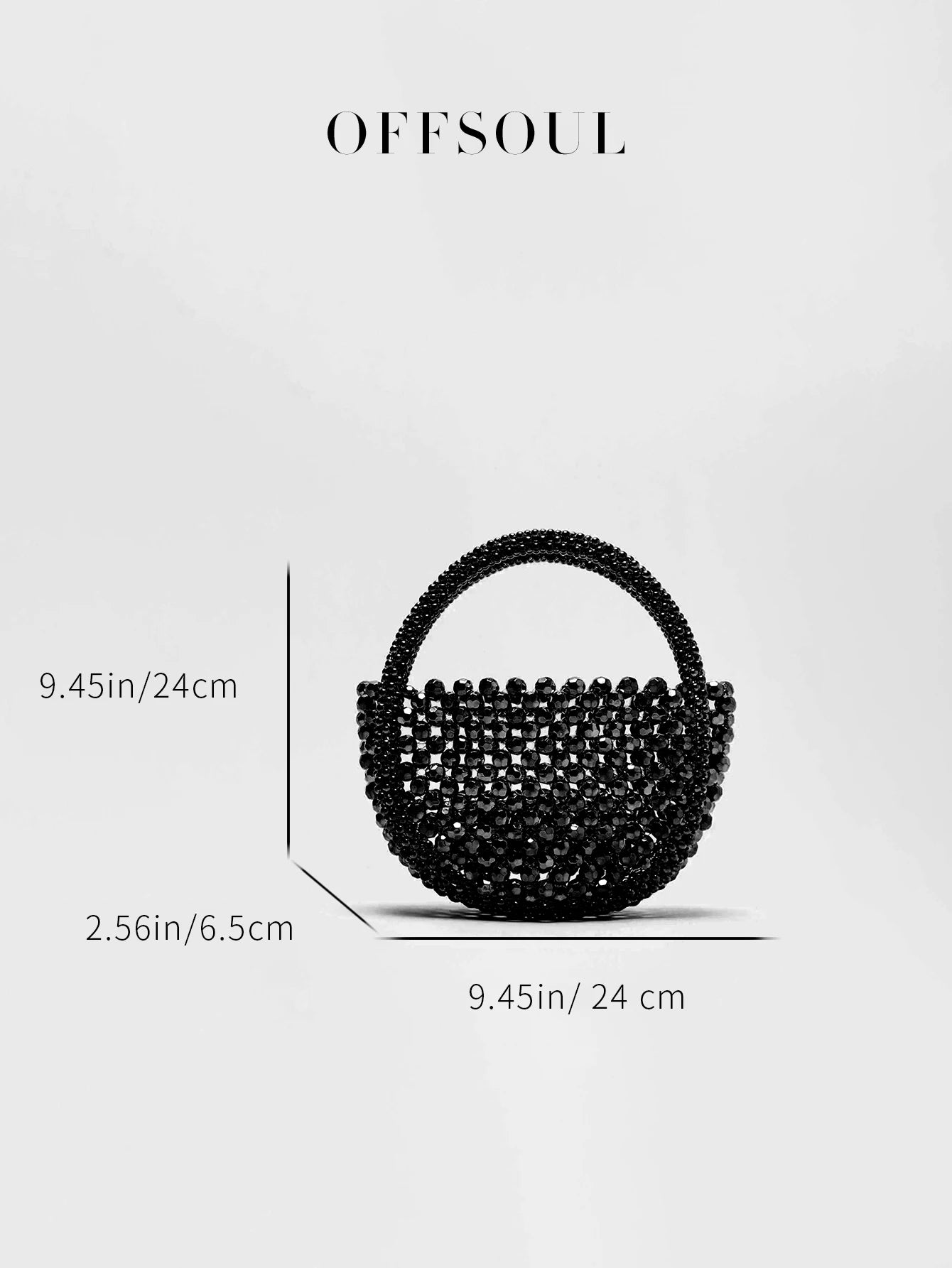 Hollow Hand-Made Metal Sense Gold Beads Woven Handbag Half-Round String Beads Pearl Bag Round Handbag