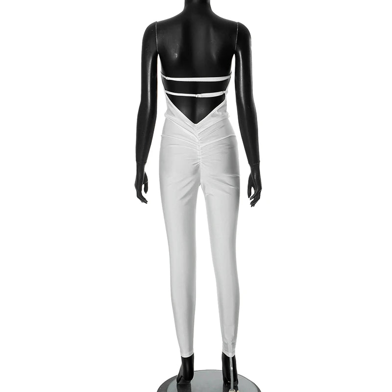 Weird Puss  Fitness Strapless Jumpsuits Women Sexy Body-Shaping Backless Sleeveless Solid Skinny Sporty Classic Trend Overalls