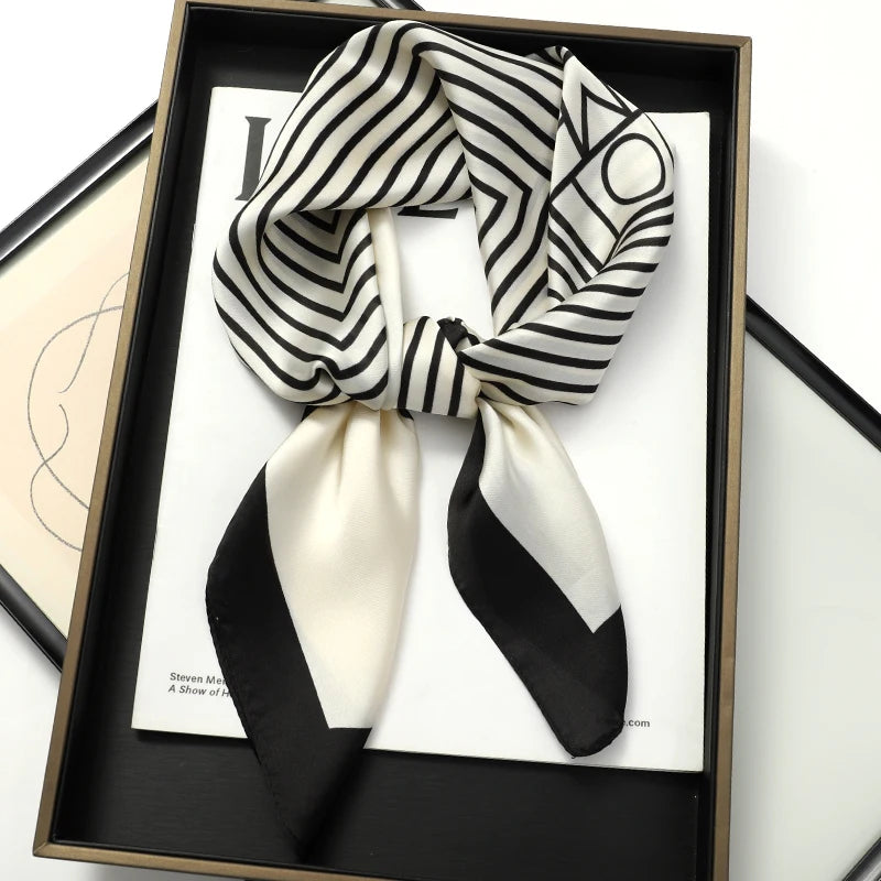60Colors Luxury Scarf Women 70*70Cm Silk Feel Square Hair Wrapping Foulard Satin Shawl Big Size Head Bandana Hijab Handkerchief