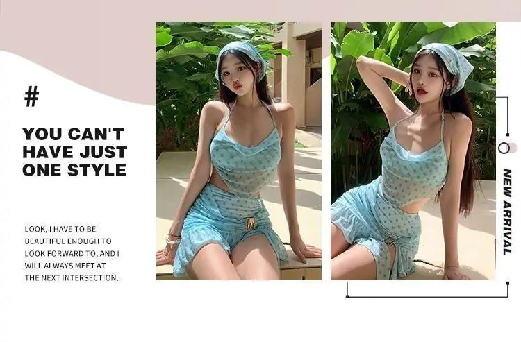 Women's Mint Mambo Bikini Set Luxury Two-Piece Swim wear with Push-Up, Slimming Hot Spring Resort Swimwear