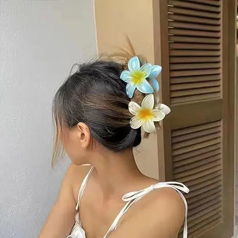 New Hawaiian Gradient Hair Clips Women Flower Hair Claws Shark Hairpins Vacation Beach Style Hairpins Hair Accessories