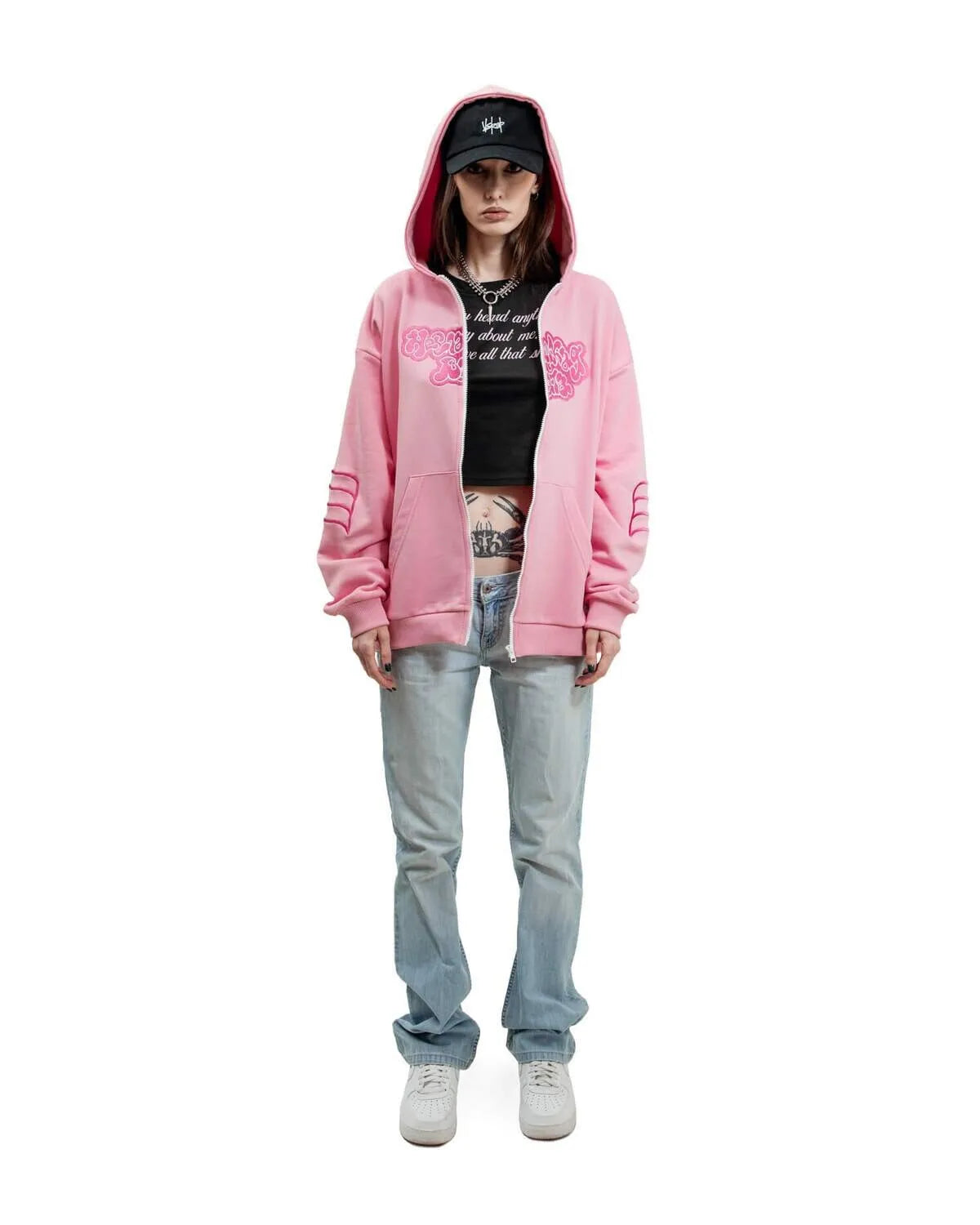 Y2K Harajuku Вата Zip Up Hoodie Cartoon Letter Embroidery Sweatshirt Men Hip Hop Oversized Streetwear Zipper Jacket Goth Clothes