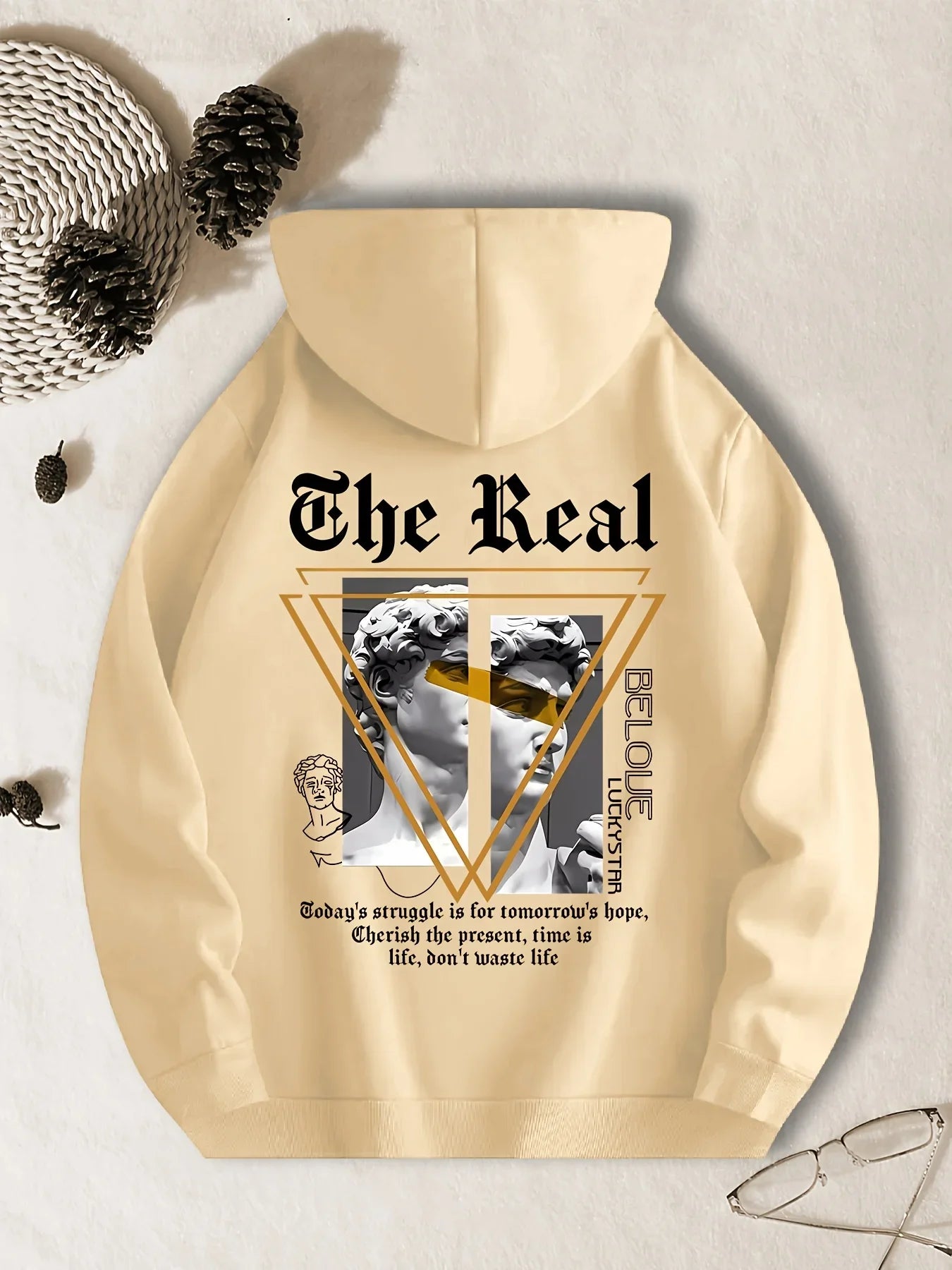Men's Casual Hoodie Geometric Pattern Polyester Fiber Relaxed Fit Machine Washable Fashion Female Streetwear Long Sleeve Clothes