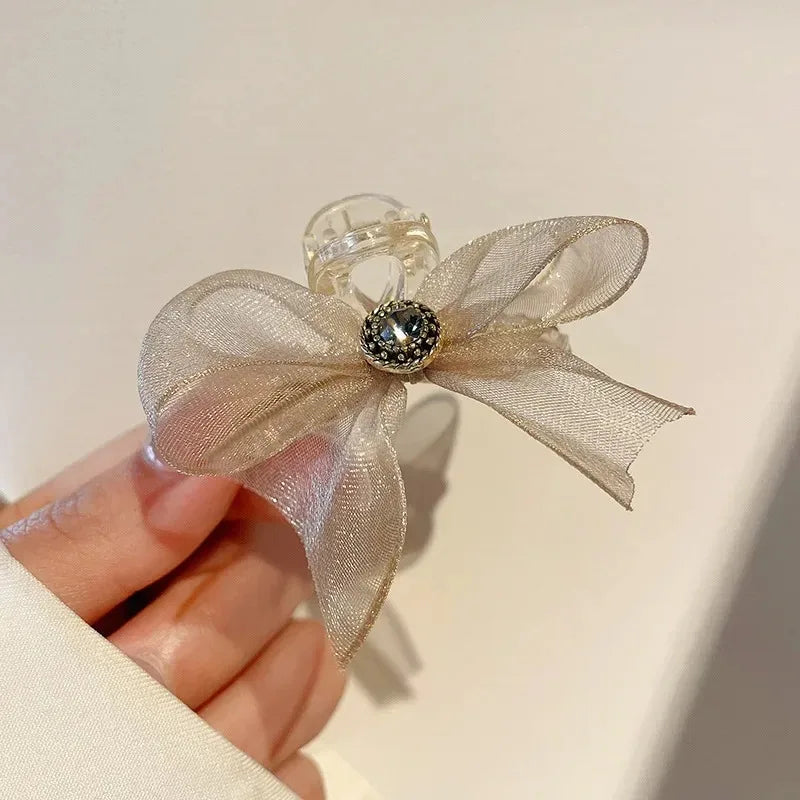 Korean 1/2pcs Sweet Black Red Bow Small Hair Claw Clip Princess Velvet Bow Hair Clip Claw Clamp Headwear Girls Women