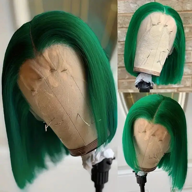 Dark Green HD Lace Frontal Wigs Short Bob Wig Lace Front Wigs 13x4 Colored Pink Grey Straight Wig Human Hair Lace Front Wigs
