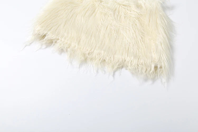 Weird Puss Sexy Elegant 2-Piece Set Women Elastic Y2K Patchwork Tube Tops+Fur Peach Hip Skirts Matching Midnight Party Clubwear