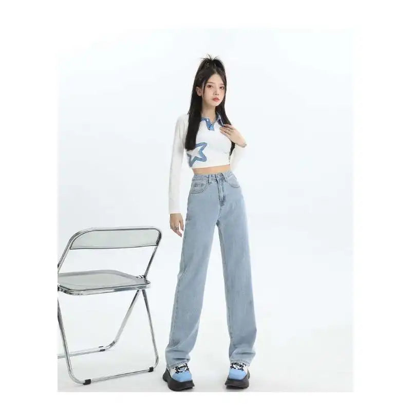 Ladies Vintage Wide Leg Girls High Waist Pants