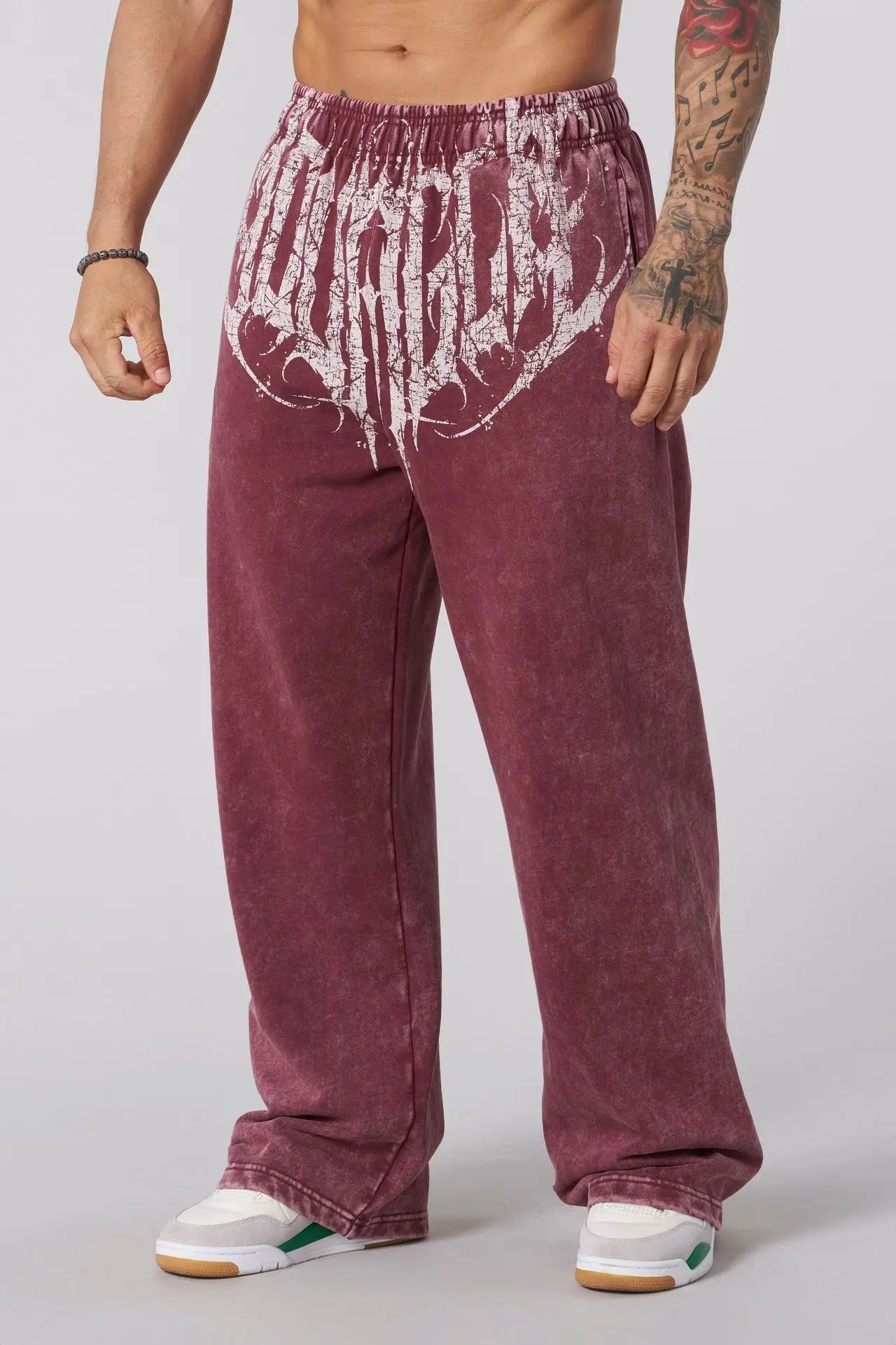 American Style Men's Sports Pants Joggers Muscle Fitness Casual Long Pants Loose Straight Pants Street Fashion Trendy Men's Pant