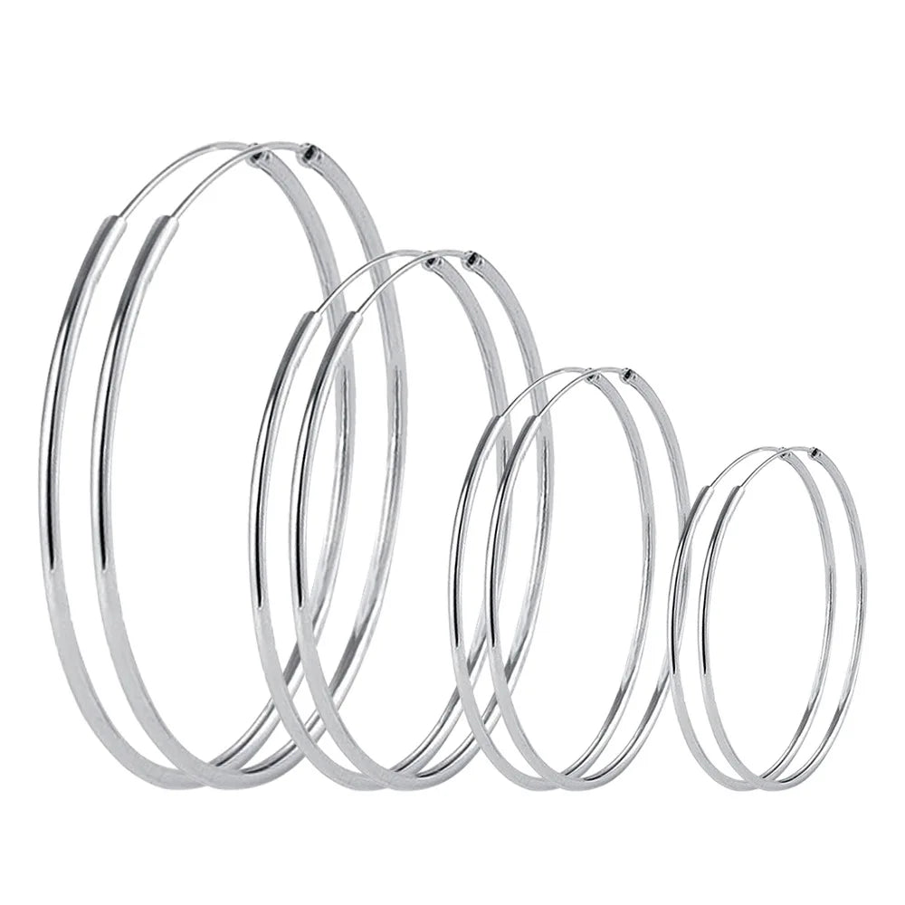 3/4/5/6CM Round Hoop Earrings  925 Sterling Silver For Women Party Luxury Jewelry Accessories 2024 Trend Argent 925 Jewellery