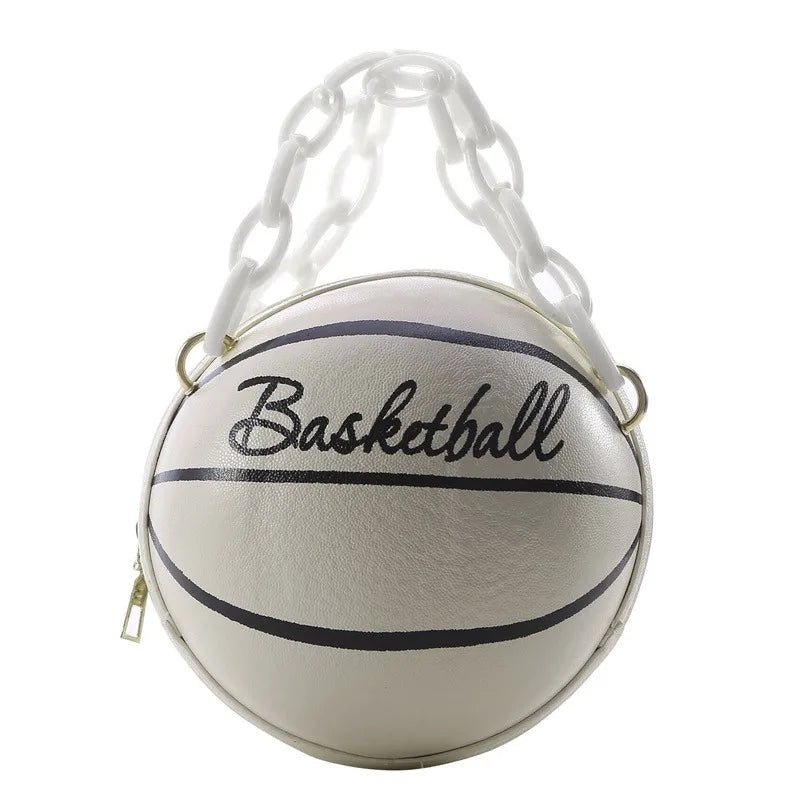 2024 Crossbody Bag New Network Red Personality Fun Pink Ins Versatile Chain Football Basketball Shoulder Bag Small Round Bag