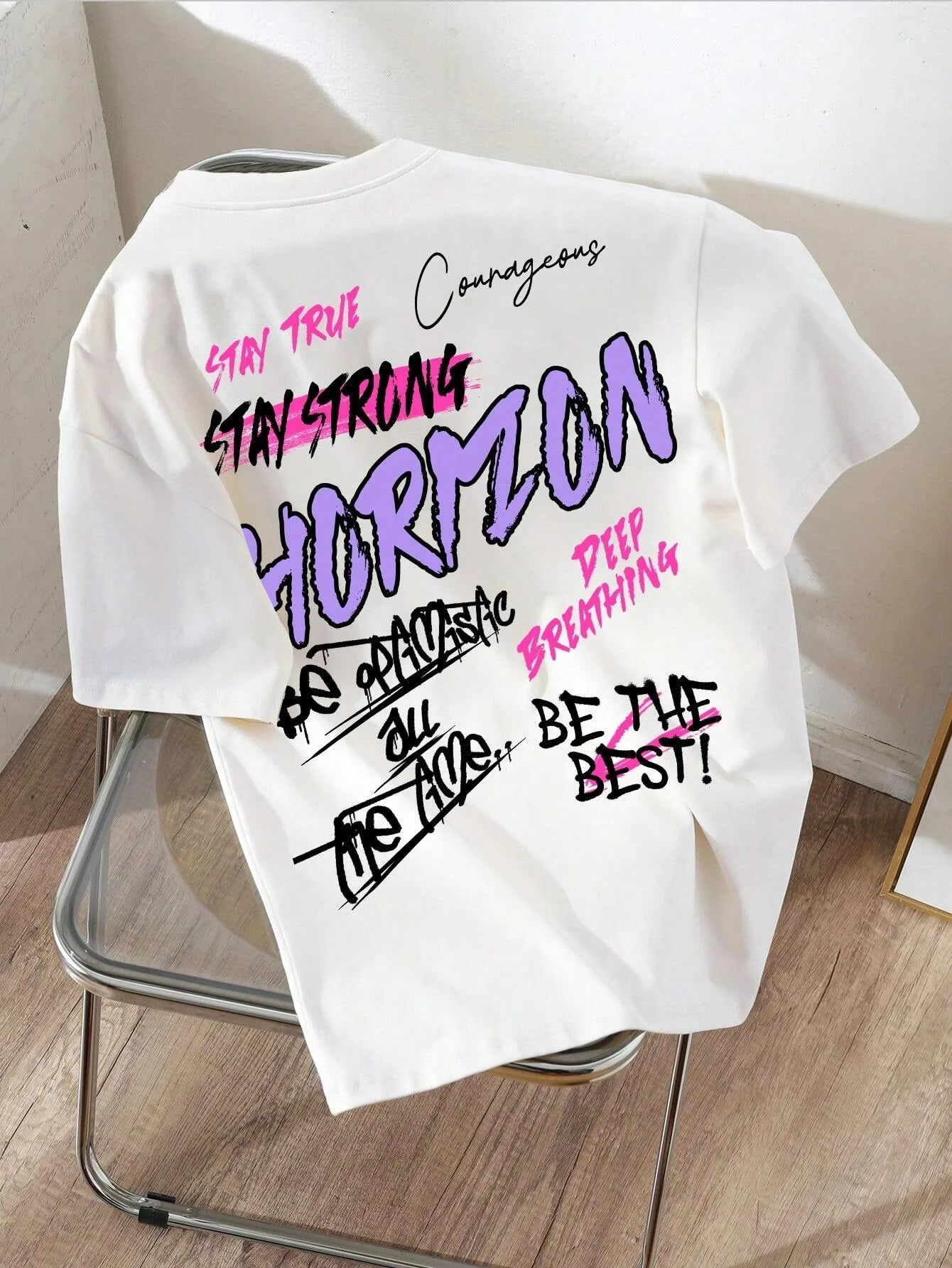 Fashion Five Pointed Star Pattern Cotton Tshirt Summer Round Neck Short Sleeve ForWomen Casual Korean Solid Color Streetwear Top