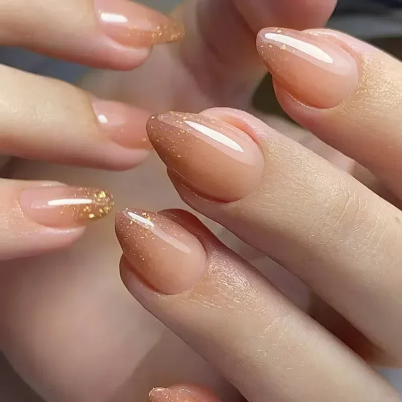24pcs French Almond Press on Nails Leopard Print False Nails 3D Bow Wearable Stick-on Nails Fake Nail Uñas Накладные Ногти 네일팁