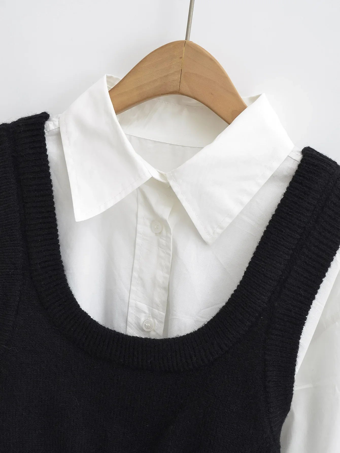 HLJ&GG Autumn Knit Vest Shirts Two Piece Sets Women Lapel Button Long Sleeve Top And Mini Skirts Outfits Fashion Retro 2pcs Suit