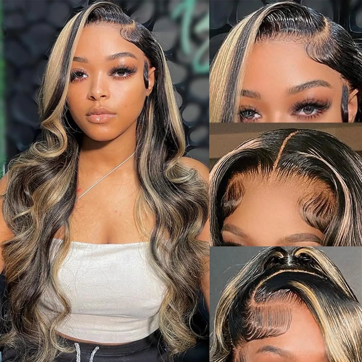 1B/27 Balayage Highlight Body Wave Wig Human Hair 30 Inch 13x4 HD Lace Frontal Wig Ombre Blonde Highlight Brazilian Hair  Wigs