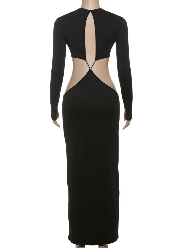 Weird Puss Sexy Coquette Dress Women Hollow Irregular Waistless Backless Full Sleeve Stretch Skinny Clubwear Hipster Vestidos