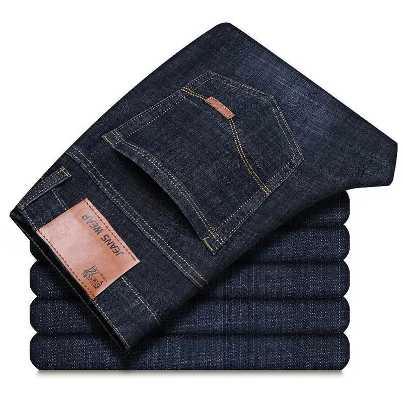 Denim jeans, comfortable and soft business casual denim pants, slim fit straight leg pants, fashionable men's brand, light luxury elast