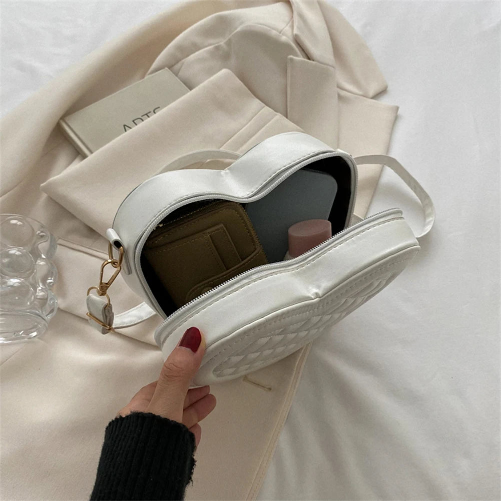 Fashion Love Heart Shape Shoulder Bag Handbags Designer Crossbody Bags PU Leather Zipper Women Casual Phone Bag Shoulder Bag