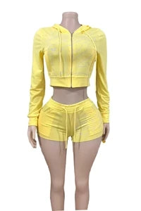 STYLISH LADY Letter Printed Sporty 2 Piece Set Women Long Sleeve Zipper Hoodies Crop Top and Shorts Suits 2025 Autumn Tracksuits