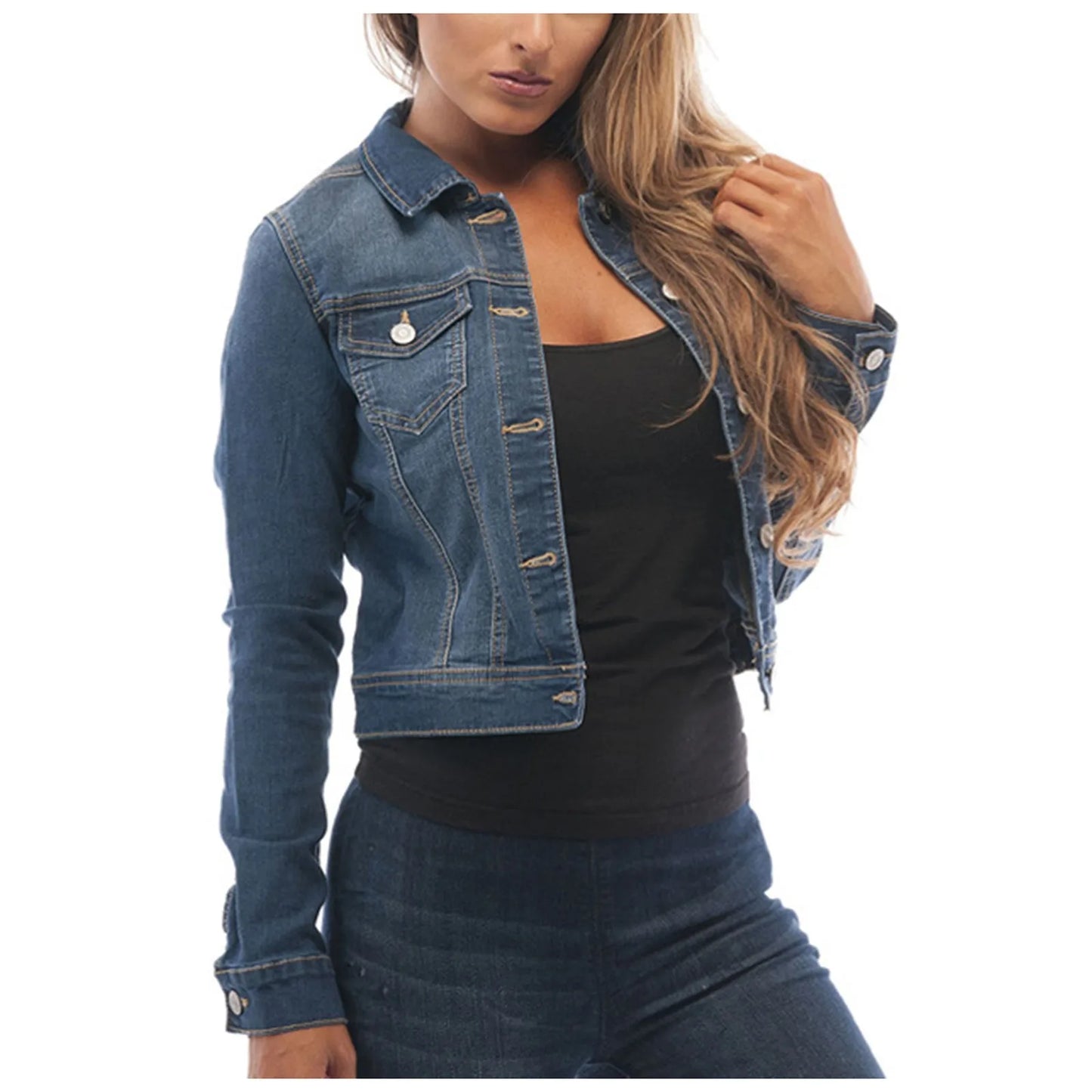 Washed Coats Button Up Jean Jacket For Women Autumn Button Down Jackets Lady Basic Long Sleeve Outwear куртка
