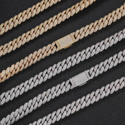 Rapper Chain Hip Hop Accessories Male 10mm Double Row Zircon Bubble Cuban Personality Men