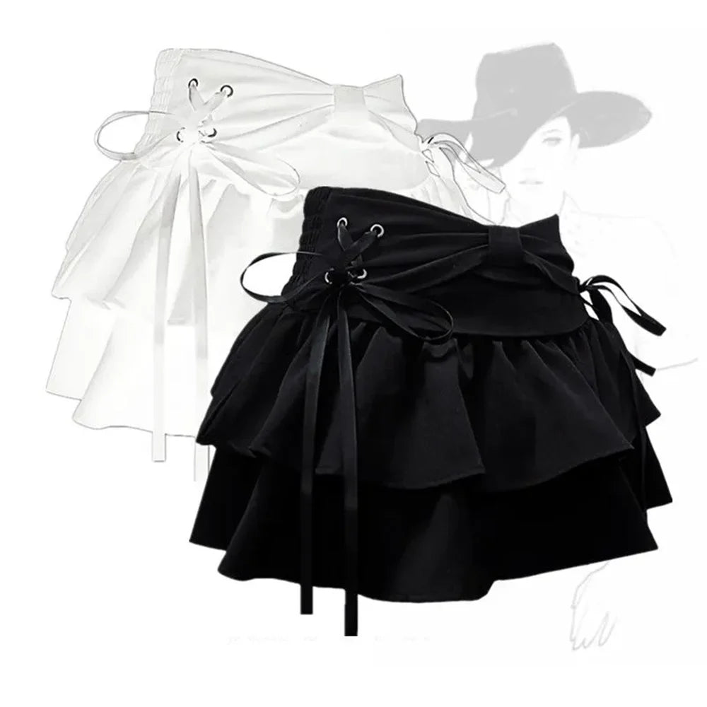 New Fashion Women Hot Girl Sweet Kawaii Bow Vintage Y2k Clothes American Streetwear Sexy Summer A-line Gothic Mini  Skirts
