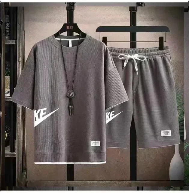 2025 Summer Men's Suit Casual Fashion Sportswear Men's Short-sleeved T-shirt + Sports Shorts Casual Men's Jogging Suit
